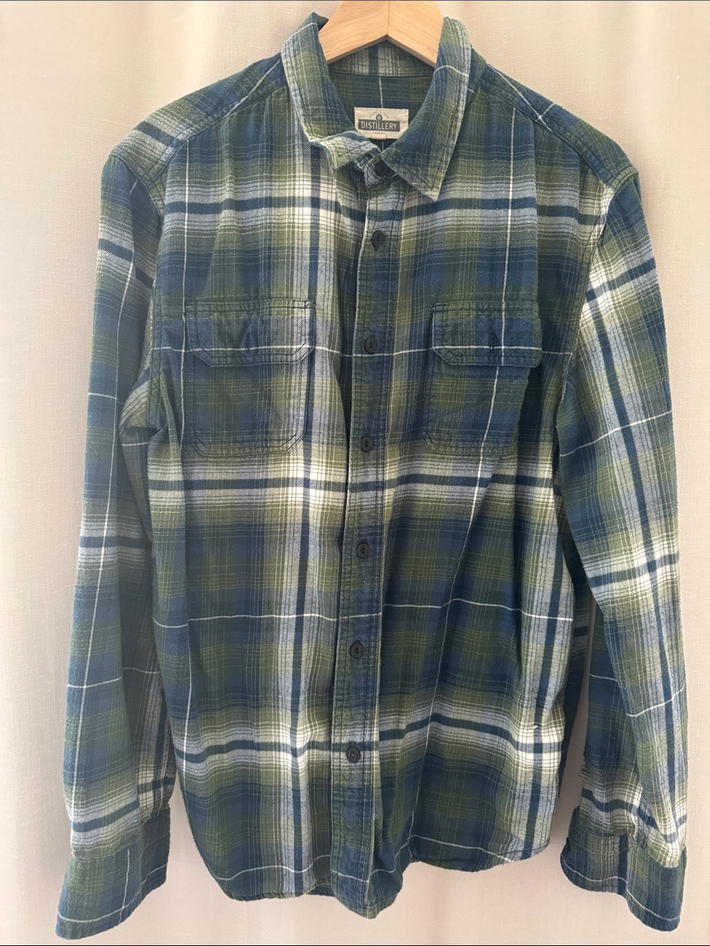 Men's Green Plaid Button-Down Shirt by